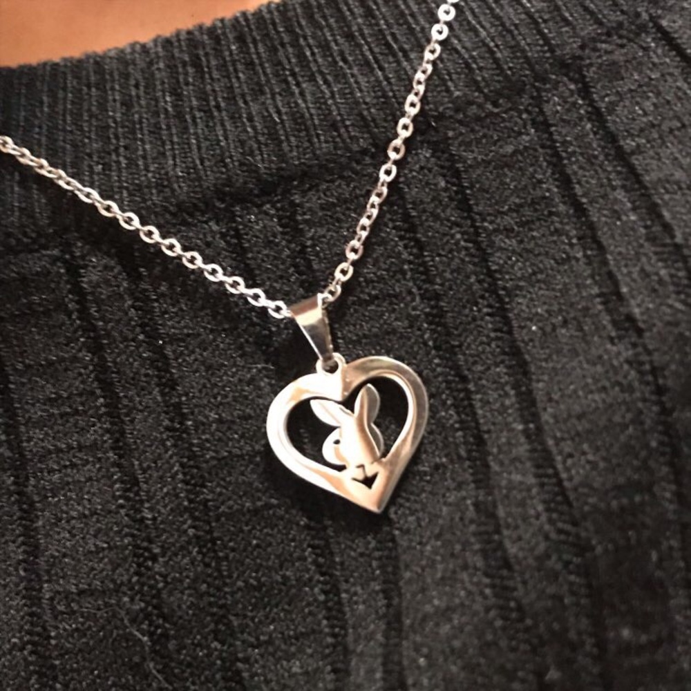 Stainless Steel Playboy heart pendant necklace